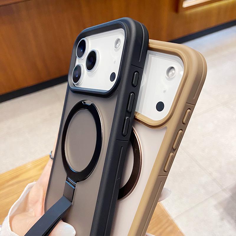 Магнитный чехол для телефона с подставкой для IPhone 17 Air 16 14 15 13 Pro Max 12 Чехлы Защитная крышка Apple с мягким силиконовым кольцом