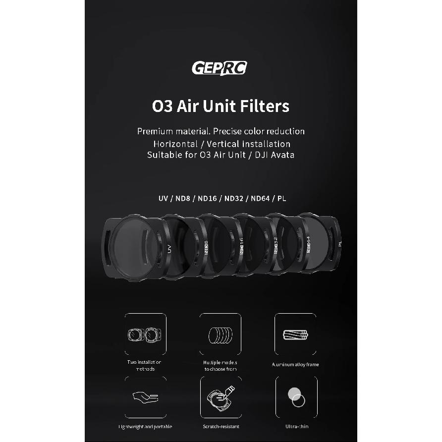 GEPRC O3 Air Unit ND Filters lens ND8 ND16 ND32 CPL Lens Filter Set Aluminium Alloy Frame for O3 Air Black Action Camera CPL Len