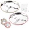 Stainless Steel Divided Plate with Silicone Suction Cup Non Slip Heat Resistant Baby Food Plate