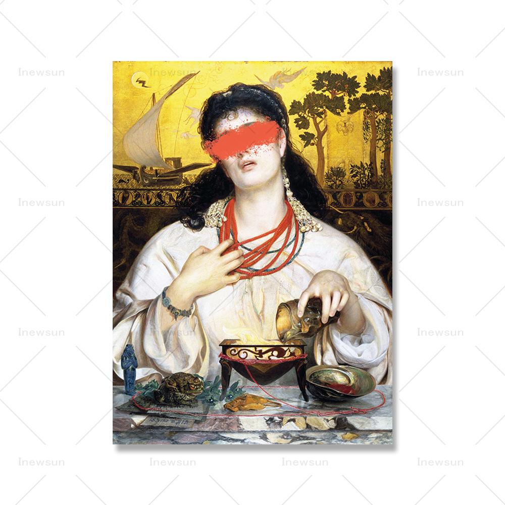 Измененный винтажный модный художественный принт женский портрет максималистский постер модные цветные настенные картины для декора спальни и гостиной