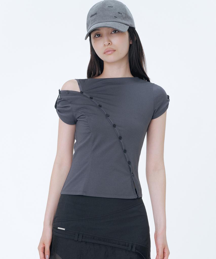 MISEKI SEOUL Diagonal Open Short Sleeve Charcoal