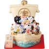 Good Luck Lucky Cat Lucky Cat Treasure Ship Cream Color W14 X D14 X Ceramic Seto Ware Ale-net H16.5cm
