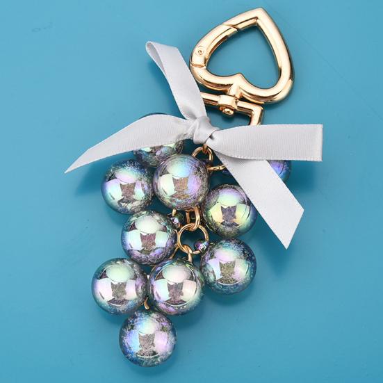 Блестящий сплошной цвет виноградной бусины подвесной брелок с кольцом для ключей в форме сердца