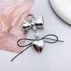 Lovely Silver Heart Keyring Elegant Pearl Bowknot Large Love Heart Keychain Pendant For Fashionable Accessory