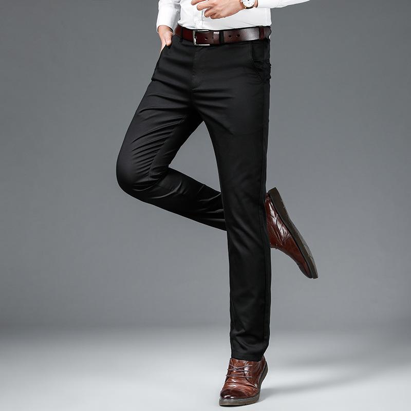 Весенние и летние тонкие мужские брюки business casual средней посадки модные свободные прямые брюки для среднего возраста