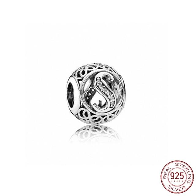 Браслет-подвеска из серебра 925 пробы с буквами AZ и буквами, бусины с именем для женщин, DIY кулон, изготовление ювелирных изделий