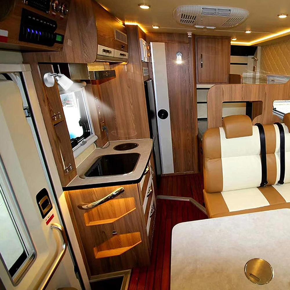 RV LED 12V Светодиодный светильник для чтения USB-порт Лодка Интерьер Книга Настенный светильник Прикроватный теплый