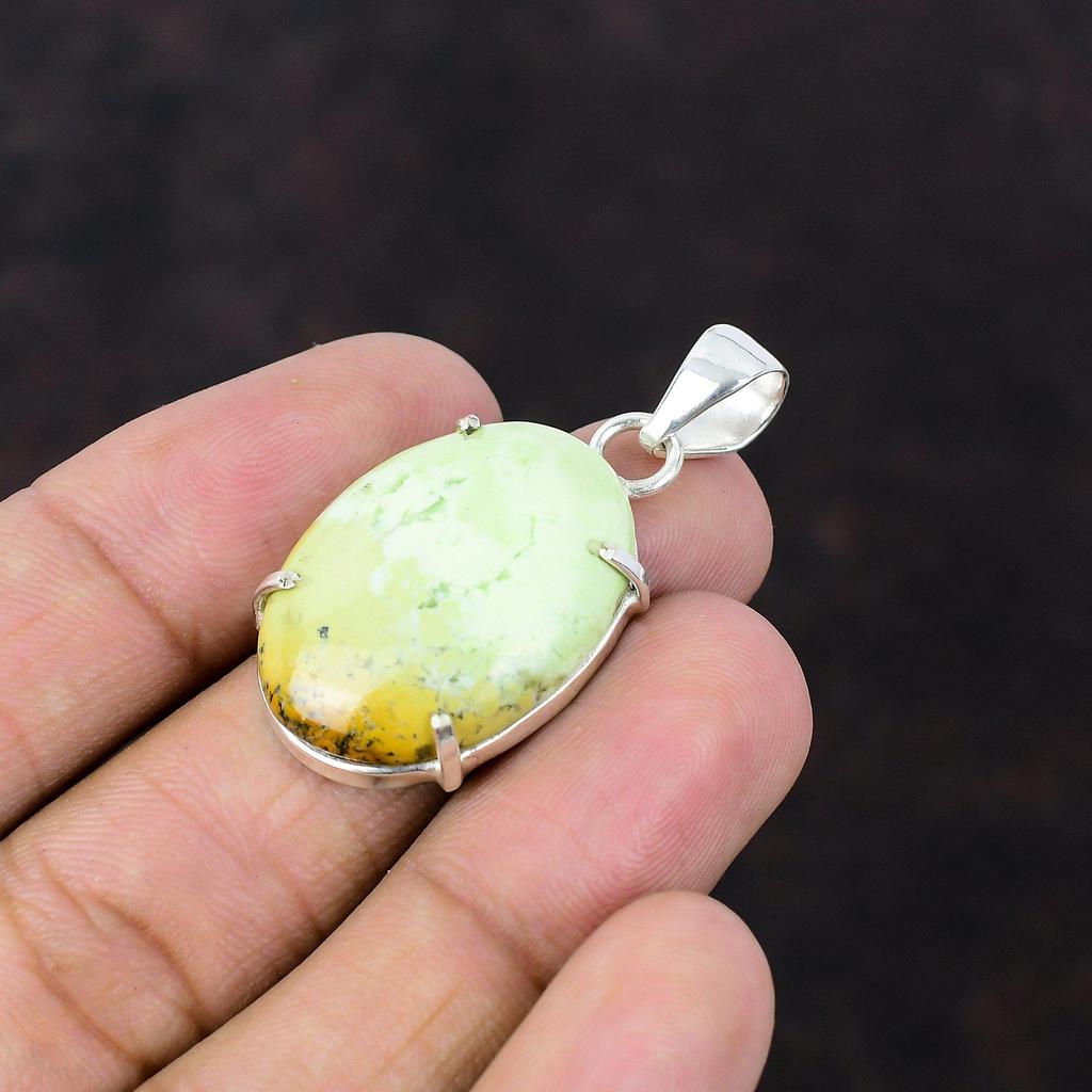 Lemon Chrysoprase Pendant 925 Sterling Silver Pendant A One Quality Gemstone Jewelry Handmade Elegant Pendant Gift For Her Wonderful Jewelry