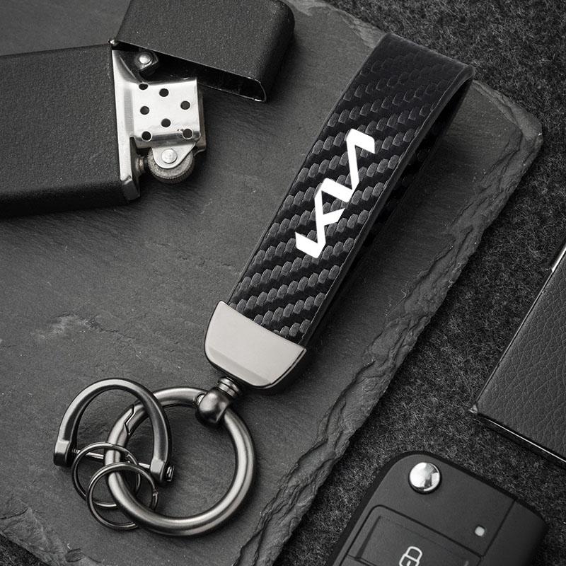 RRPM6 Car Logo Carbon Fiber Pattern Car Keychain for Kia Sportage Ceed Picanto Rio ProCeed Niro 5 3 4 K7 K5 K8 K3 Ray K9 Accessories