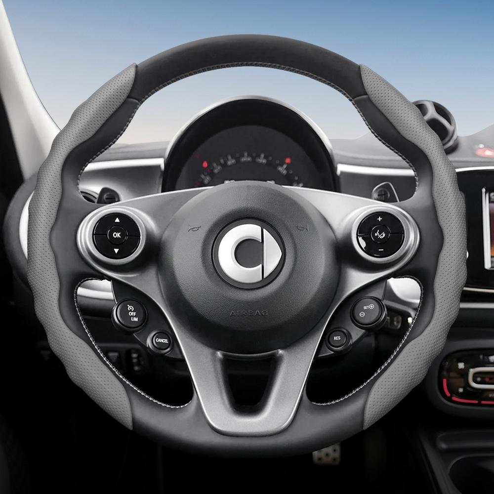 vcxja9 Suitable for Smart Steering Wheel Cover with Wavy Sports Design, Breathable Leather, Segmented Non-Slip Sweat-Absorbing Steering Wheel
