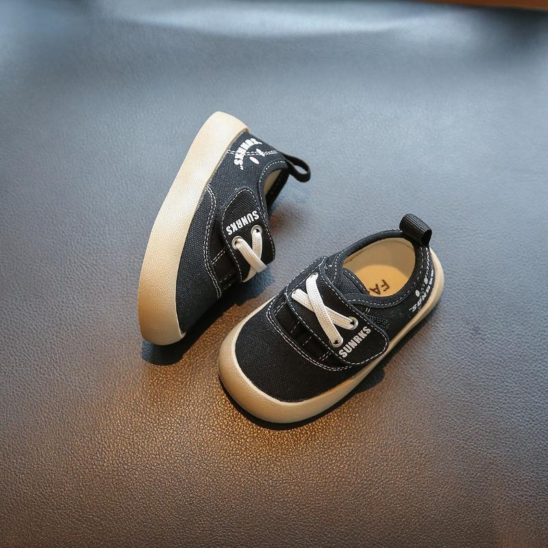 Детская модная парусиновая обувь Мягкая повседневная обувь для детского сада Обувь на шнуровке для мальчиков и девочек Туфли на плоской подошве Белые туфли 2024 Весна Осень Новинка