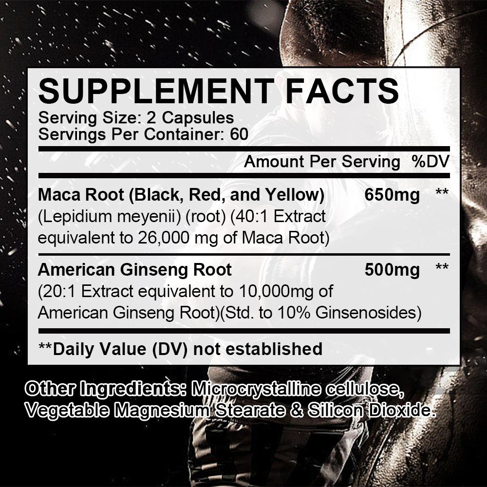 Maca + American ginseng, maximum concentration 36,000 mg, 120 capsules