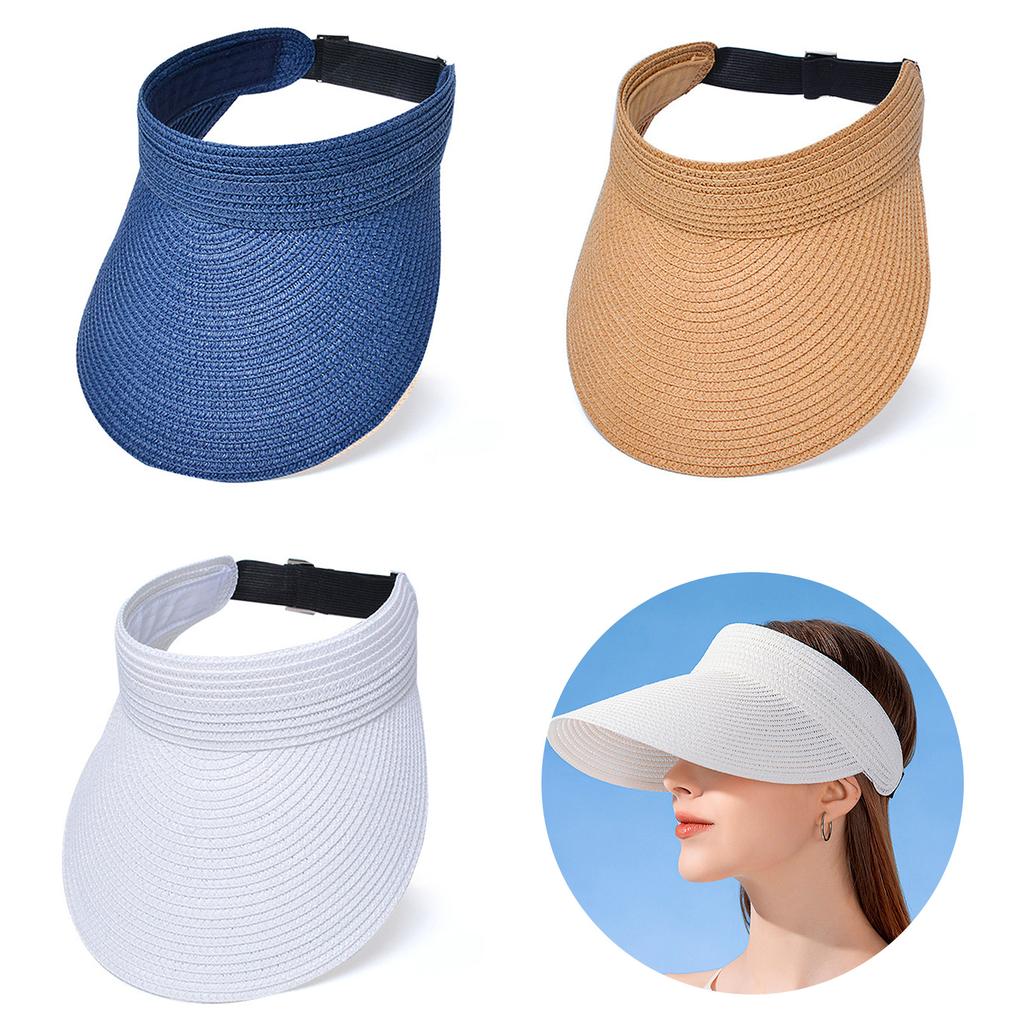 Women Sun Hat Raffia Sunshades Straw Hat Breathable Empty Top Sports Hat for Straw Hat Breathable for Casual Sport
