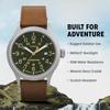 (Таймекс) Часы Timex Expedition Scout мужские, 40 мм, серебристый корпус, зеленый циферблат, коричневый кожаный ремешок, размер 40