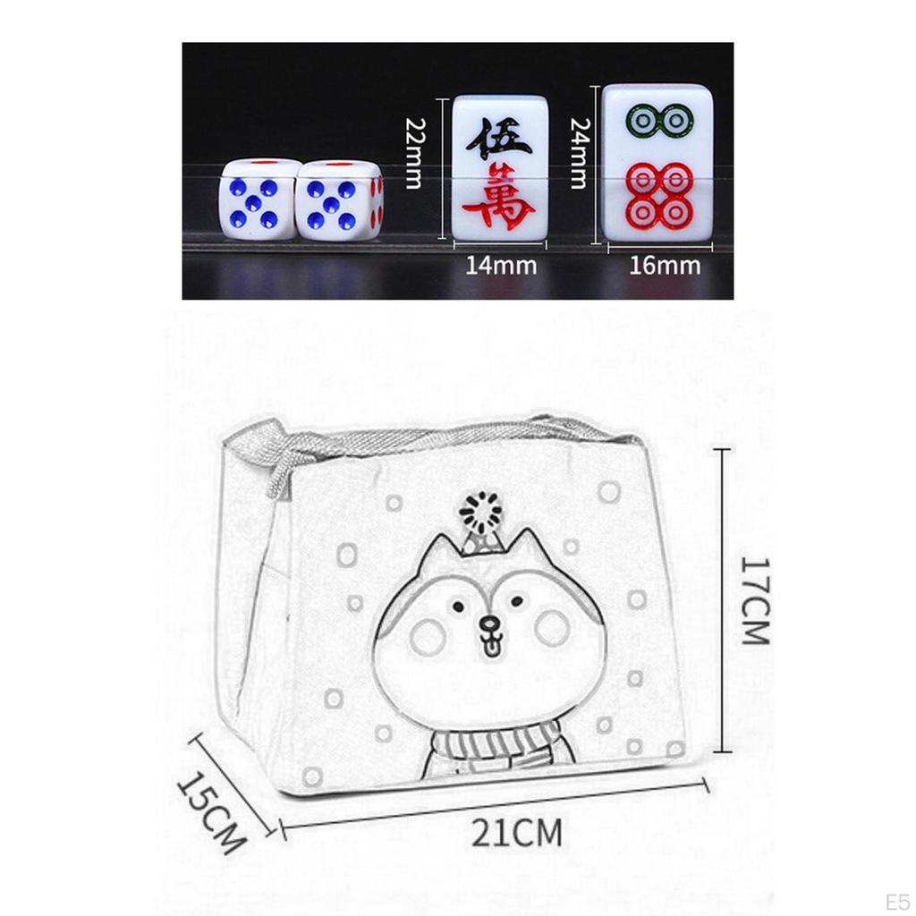 Ancient Chinese Mahjong Game Set with Handbag 144 Sheets Traditional Game, Travel