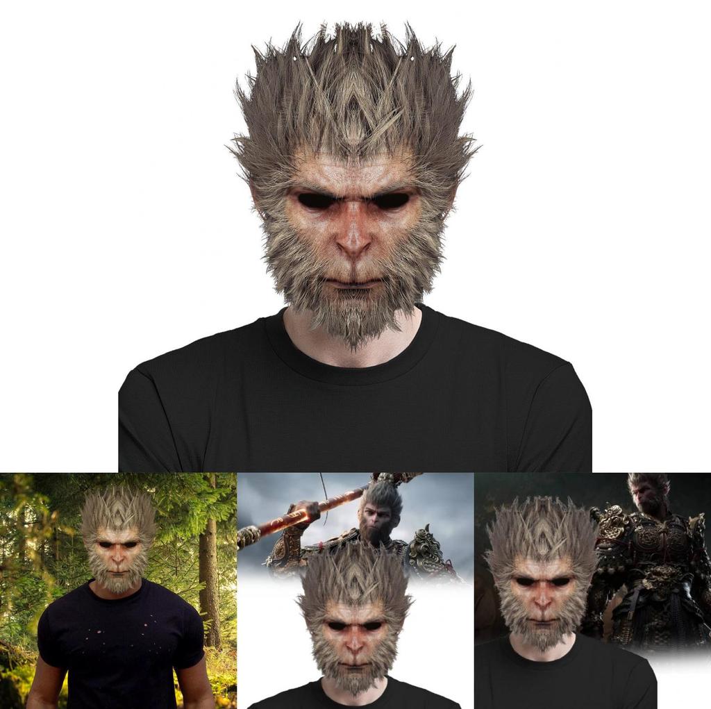 High Quality Black Myth Wukong Mask Intriguing Monkey Headgear For Halloween Fun