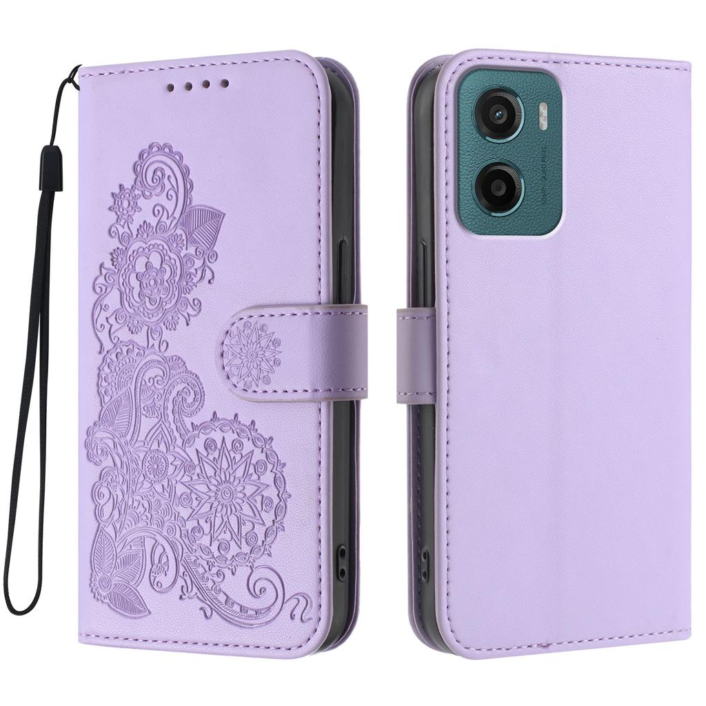 For Motorola Moto E15 4G/Motorola Moto G05 4G Phone Cases Mandala Flower Leather Wallet Mobile Cover with Strap