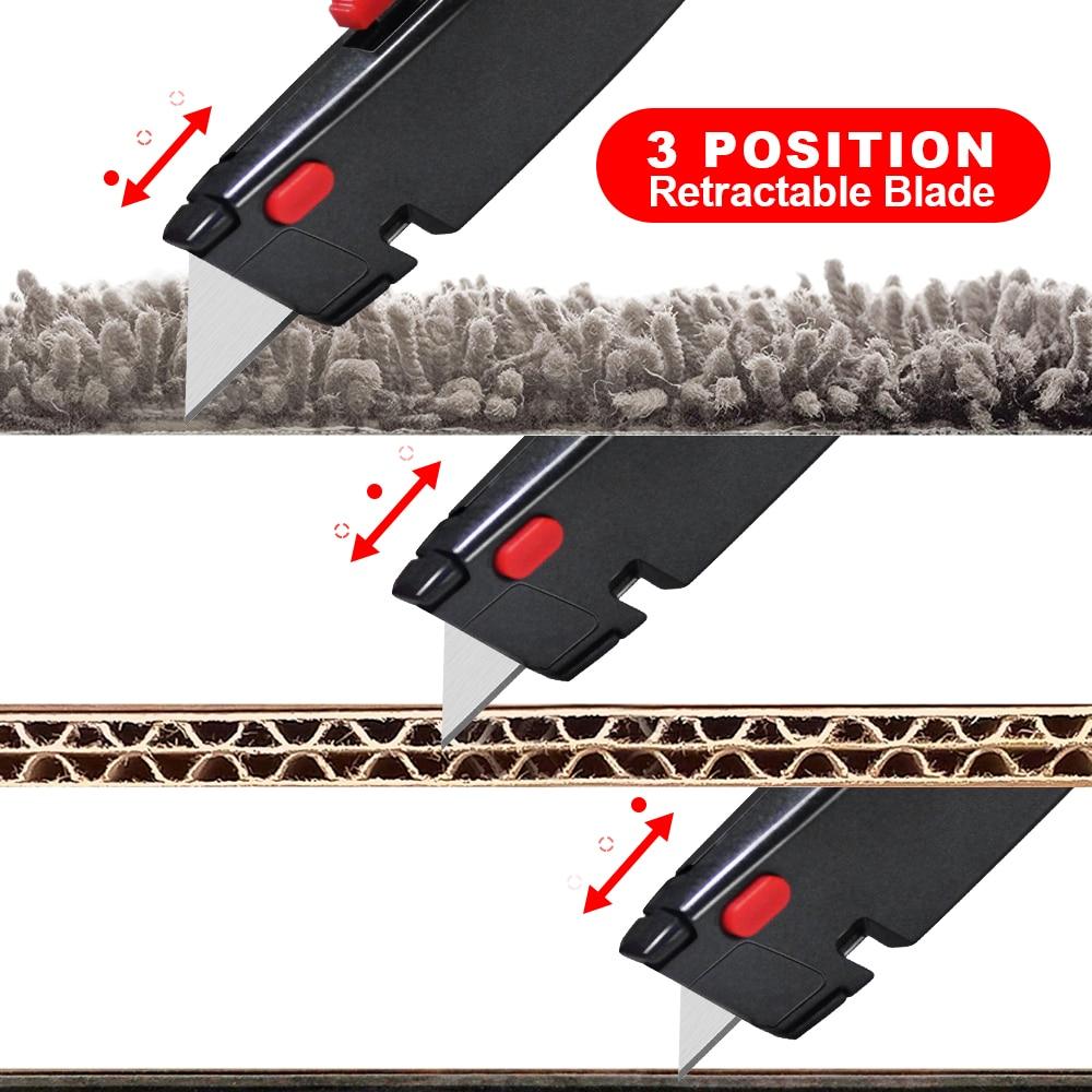 WISEUP Выдвижной универсальный нож Металлический сверхмощный нож для коробок Многопозиционный универсальный нож с 3 шт. дополнительными лезвиями Домашние ручные инструменты