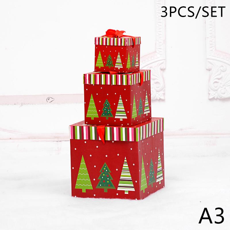 3 шт. бумажная рождественская подарочная коробка, рождественская вставная коробка для конфет, легкие праздничные украшения, складывающиеся квадратные украшения
