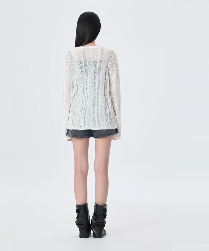 MIXXO See-Through Cable Loose Fit Long Sleeve Knit_Miwkag642T