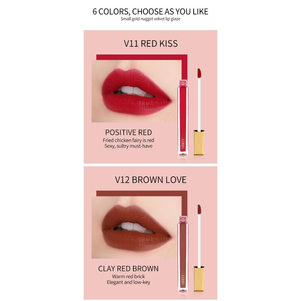 VIBELY Прозрачный стеклянный маленький тюбик Бархатная матовая глазурь для губ Матовая антипригарная блестящая перламутровая глазурь для губ