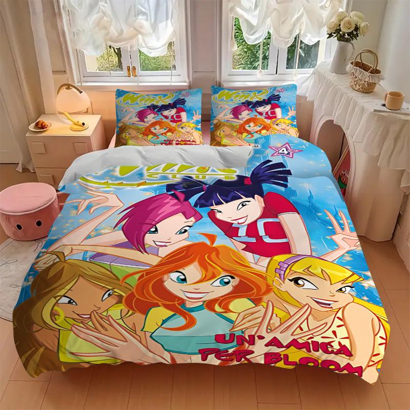 Winx Club Friendship Print 3Pcs Bedding Setduvet Cover With 2 Bedropillowcase Home Birthday Gift