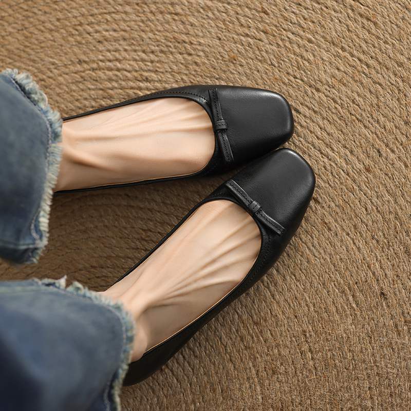 Krazing Pot Модные женские туфли из коровьей кожи весна-осень на низком каблуке с круглым носком и бабочкой на плоской подошве