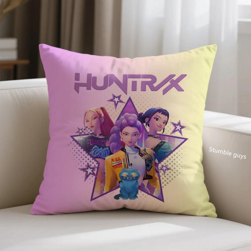 Kpop Cushion Cover Demon Hunters Anime Sofa Pillowcase For Fans