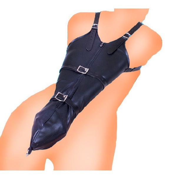 BDSM Bondage Leg/Arm Binder,Behind Back Straight Jacket,SM Leather Armbinder Restraint Slave Lockable Glove With Shoulder