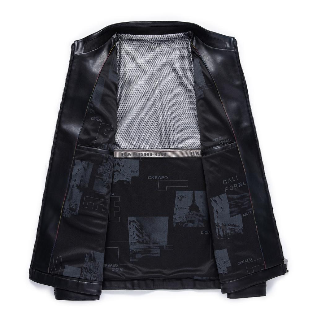 Кожаная куртка мужская из овчины кожаная куртка делового стиля для пап среднего возраста новая куртка среднего возраста и пожилых людей с воротником-стойкой