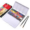 Portable 48Colors Pigment Solid Watercolor Paints Set Tin Box Paint Set Brush Pen Water Paper