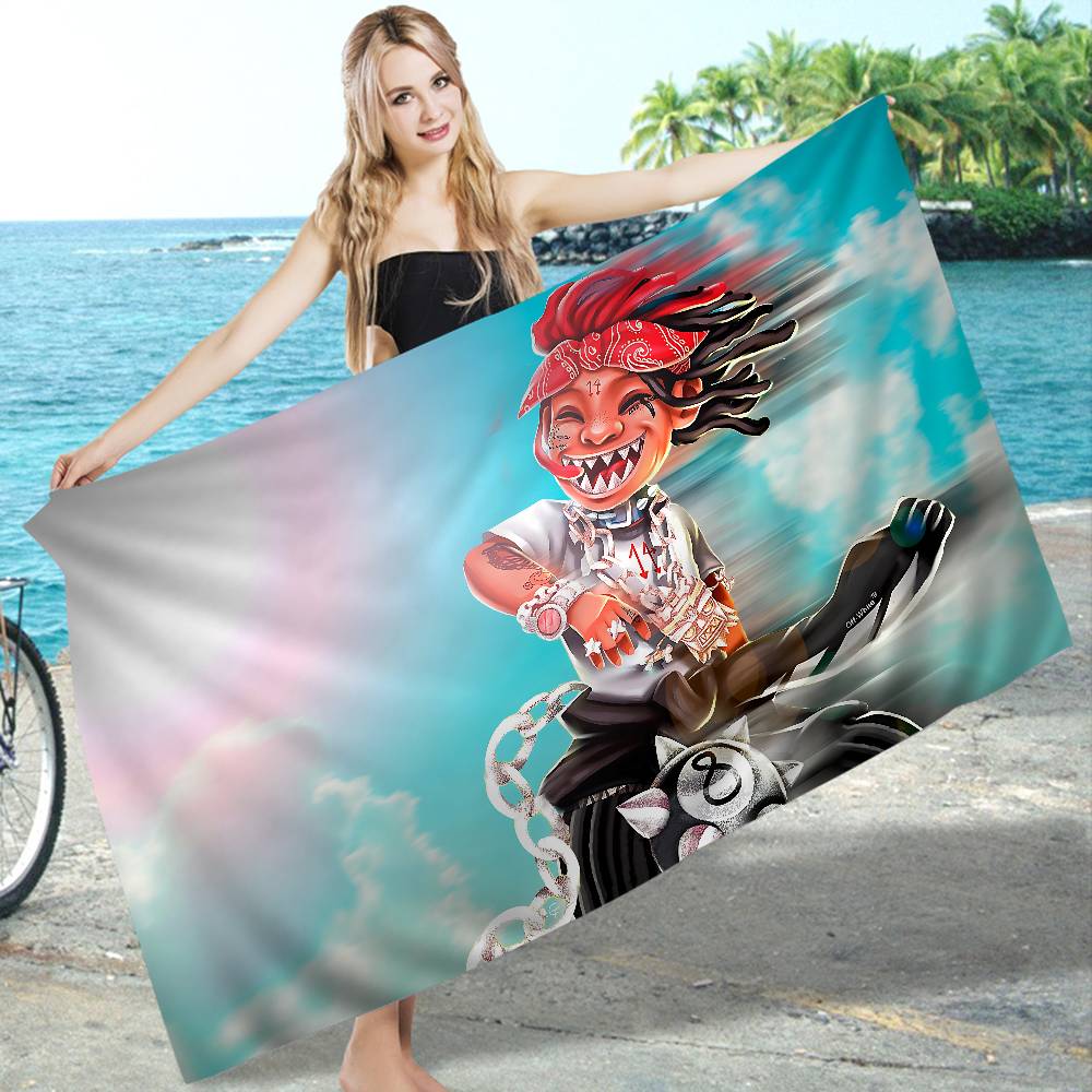 Рэпер T-Trippie Смешной R-Redd Аниме Пляжное Полотенце Мягкое Впитывающее Мочалка Детские Подарки Для Детей Путешествия Кемпинг Тренажерный Зал