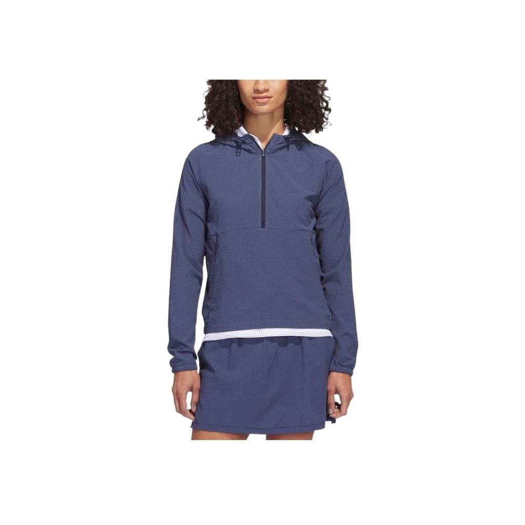 Adidas Однотонная куртка с капюшоном и полумолнией, женские куртки, темно-синие HS8971