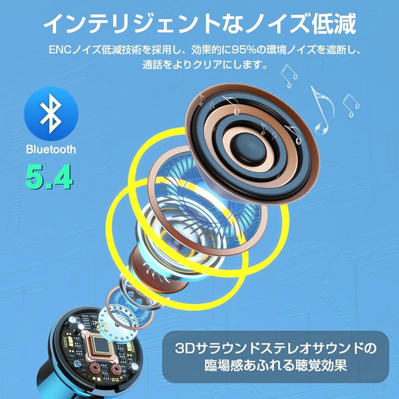 LAMA earphones wireless neckband type Bluetooth 5.4 stereo with microphone ENC noise canceling hands free calling Continuous use up to 80 hours IPX4