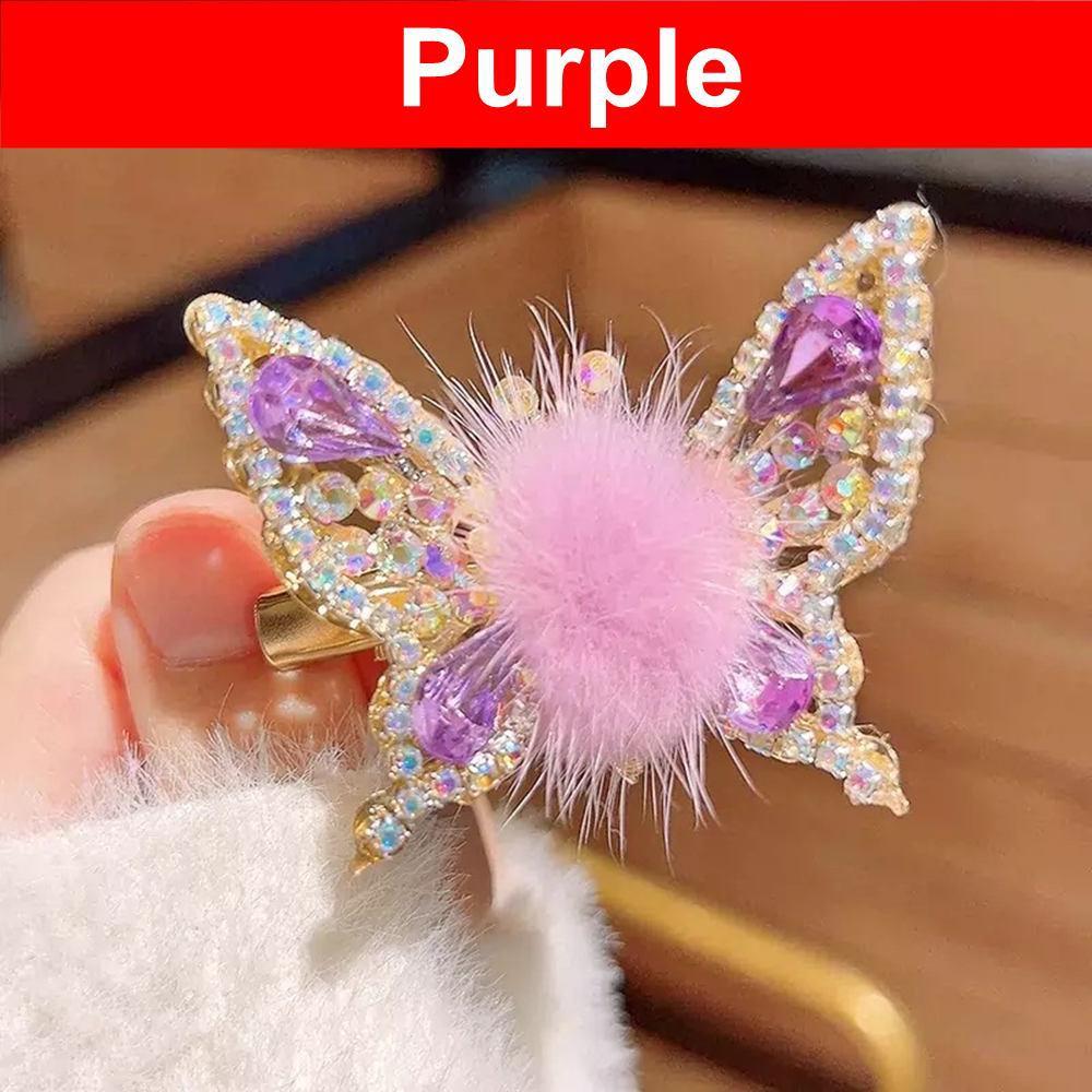 Летающая плюшевая шпилька-бабочка, заколки для волос, зажим для крыла, челка, детская блестящая заколка со стразами, детские головные уборы, женские аксессуары для волос для девочек