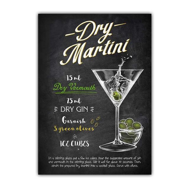 Graffiti Art High Foot Wine Glass Canvas Painting Bar Restaurant Wall Art Cocktail Menu Picture for Living Room Home Decor No Frame