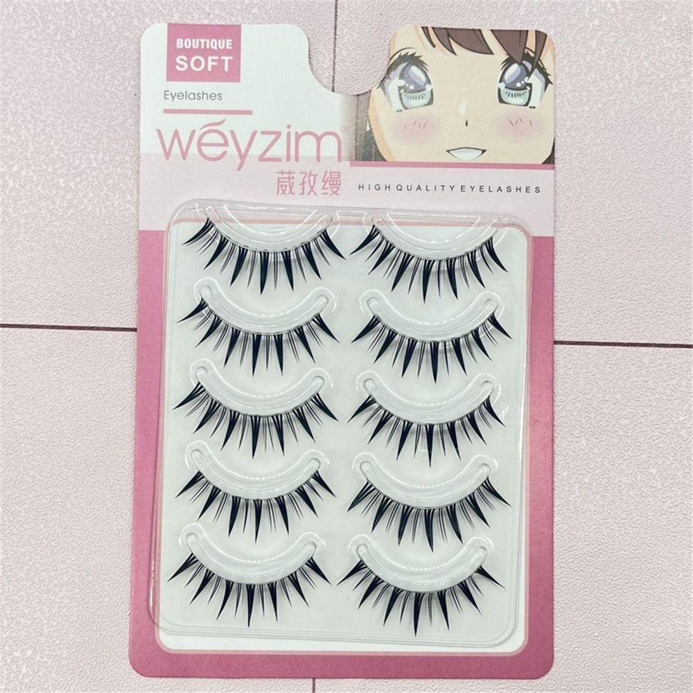 5 Pairs Dramatic False Eyelashes Japanese Cosplay Wet Spiky Lashes for Women Girls