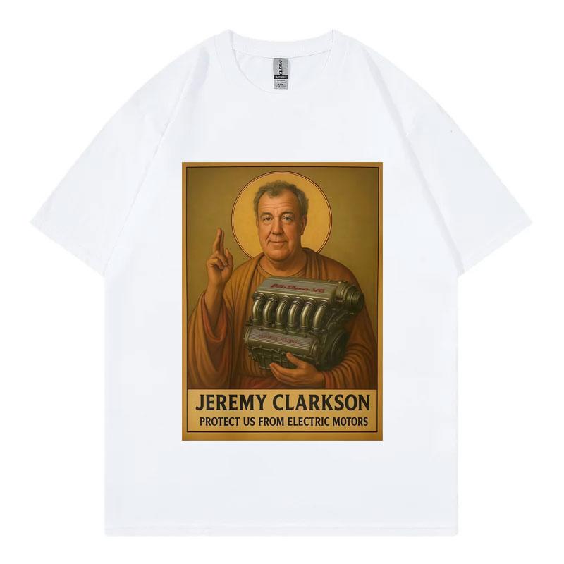 Jeremy Clarkson Protects Us From Motor Damage Tshirt Top Gear Fun Meme Pattern 2025 Summer Mens Womens Fashion Loose Tshirt