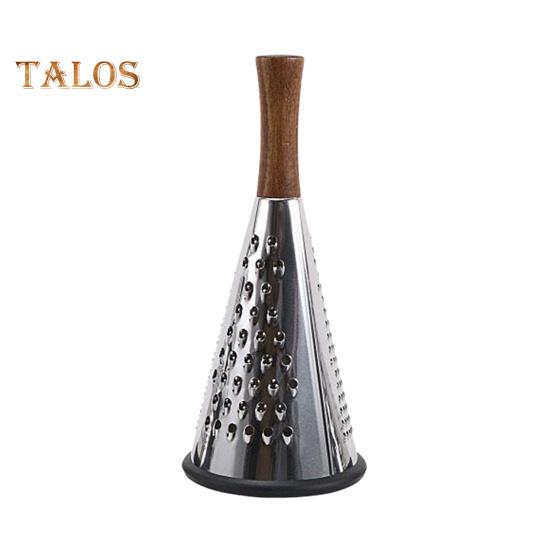 Конусная терка для сыра из нержавеющей стали с деревянной ручкой, 3-сторонняя терка для овощей, сыра, шоколада, овощей, кухонная терка для пармезана