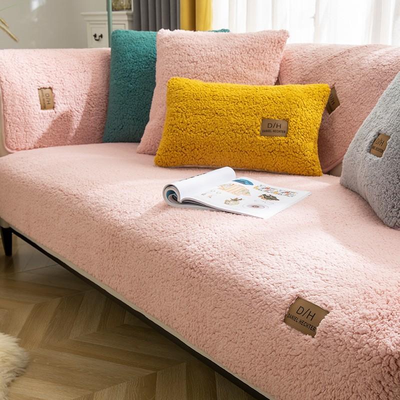 Простая подушка для дивана в скандинавском стиле, зимние подушки для сиденья дивана из овчины, утолщенная флисовая подушка, нескользящий кожаный чехол для дивана