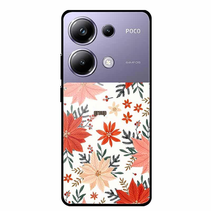 Красочный эстетичный чехол из закаленного стекла для Redmi 12 5G и POCO M6 PRO