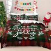 Comforter 3Pcs Checkered Christmas Print Coreless Bedding Set Multiple Size Bedrooms Dormitories All Season Comfortable Machine Washable