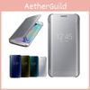 For Samsung Galaxy S6 S7 Plus Clear View Mirror Leather Flip Stand Case Cover