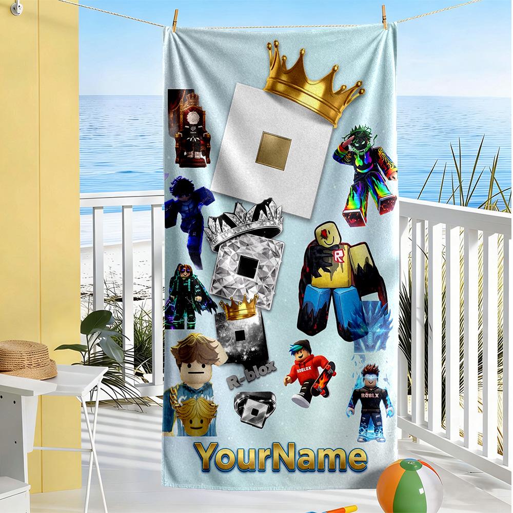 Roblox Customize Your Name Beach Towel Super Soft & Absorbent For Beach Bathroom Outdoor Swimming Pool Camping Picnic Yoga Diving Vacation Accessories