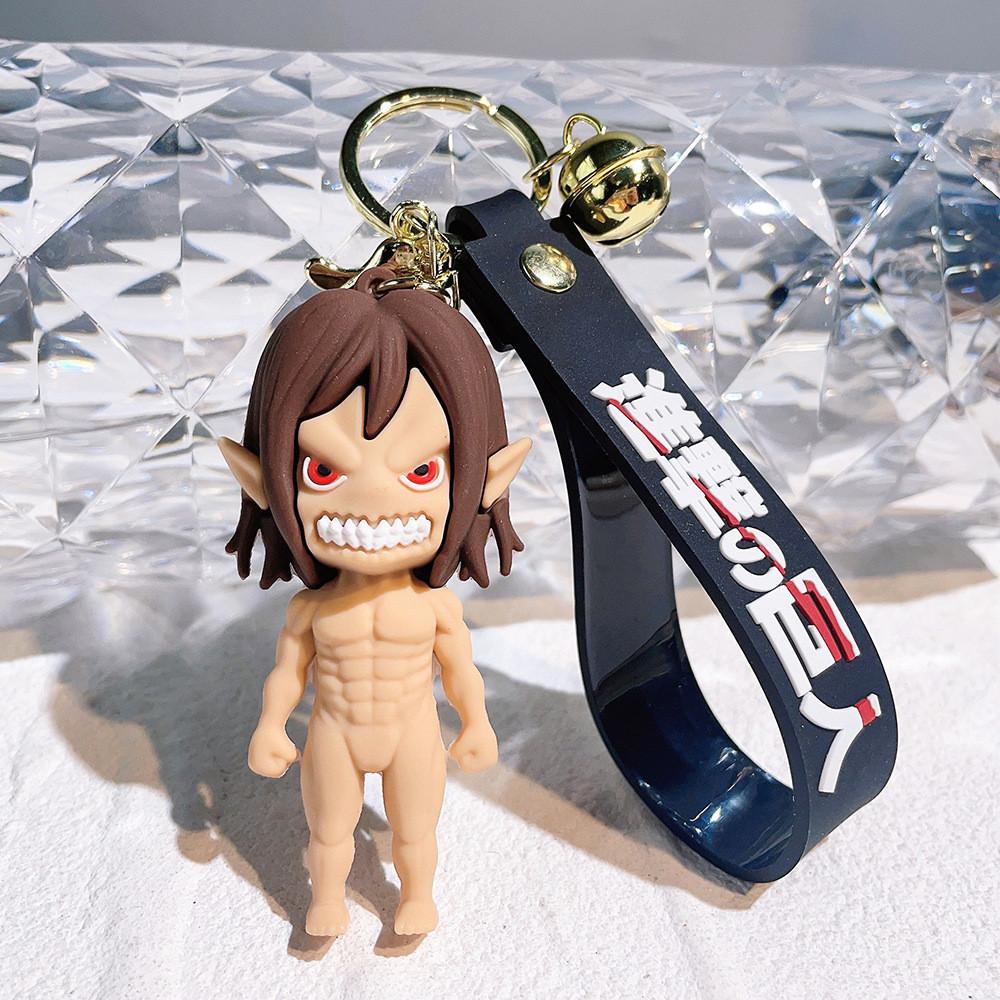 Attack On Titan Keychain Levi Figure Anime Merchandise Featuring Eren And Mikasa Silicone Material
