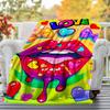 1pc Lips Love Outdoor Flannel Blanket Soft Warm All-Season Throw for Sofa Bed Car Camping Office, Cozy Gift Idea1137S