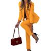 Women's Solid Color Two-Piece Suit Set, Business Casual Blazer with Trousers for Office Commute, Professional Workwear Coord for Modern Workplace