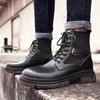 Новые рабочие ботинки большого размера в британском стиле с высоким берцем, осенне-зимние черные мужские ботинки среднего размера