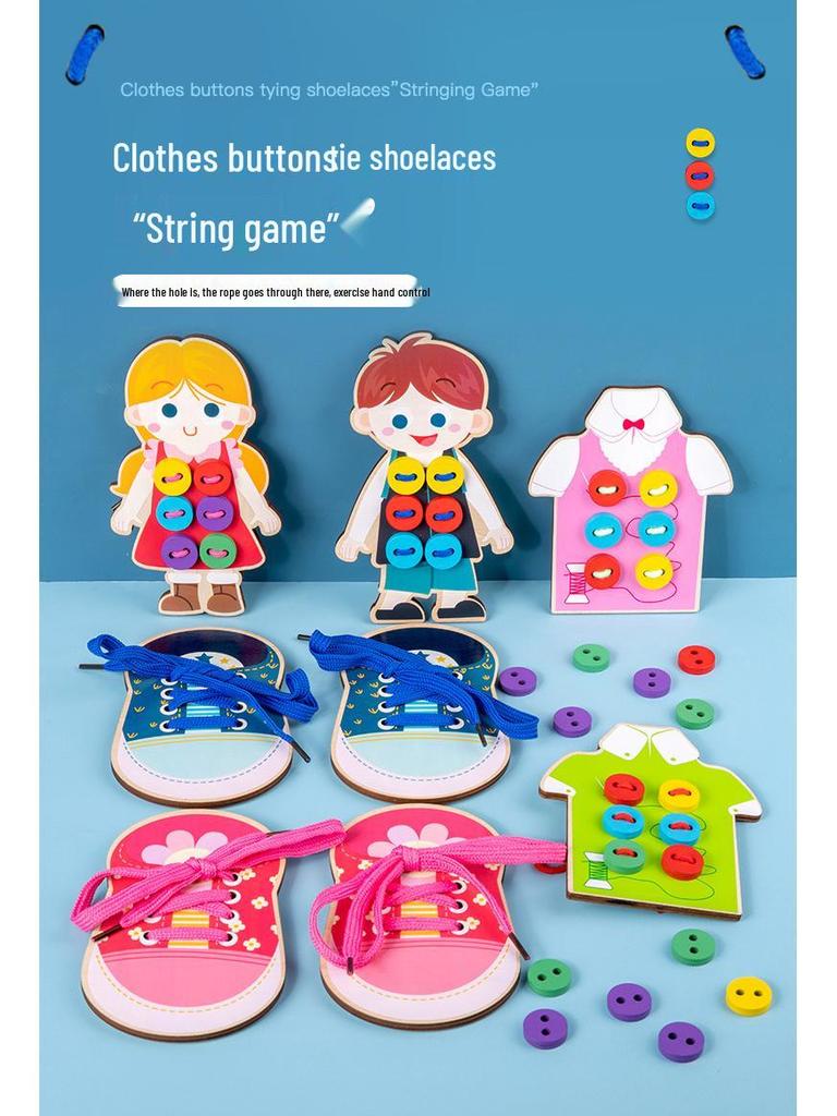 Деревянная игрушка для нанизывания пуговиц для детского сада – Развивает координацию рук и глаз и жизненные навыки