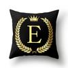 45x45cm Black Gold Letter Crown Polyester Cushion Cover Sofa Home Decor Pillowcase Decorative Cushion